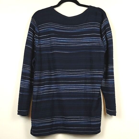 Lauren Ralph Lauren Mixed Stripe Long Sleeve Textured Knit Tunic Sweater Top - Picture 9 of 11